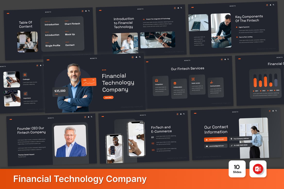 Template PowerPoint Teknologi Keuangan yang Menarik