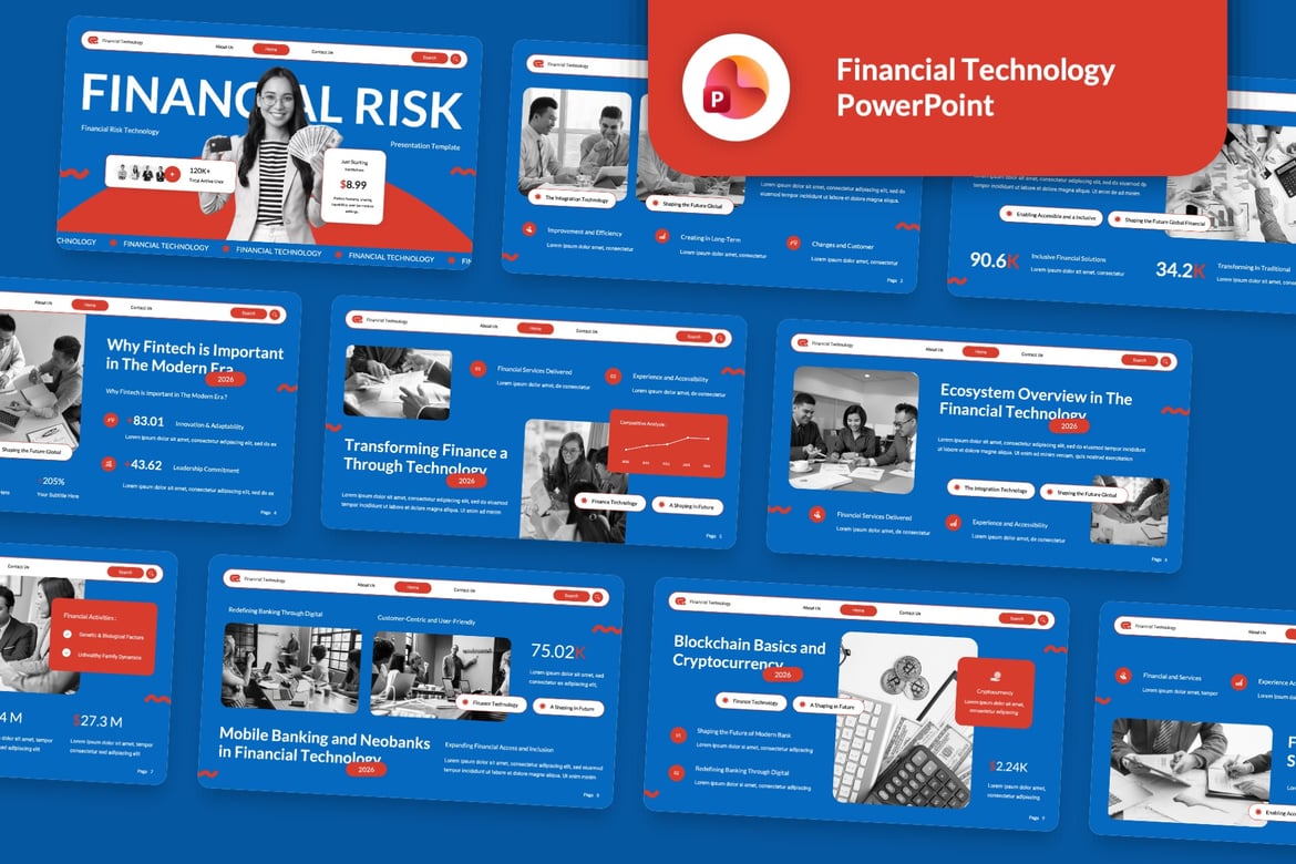 Template Presentasi Powerpoint Teknologi Finansial yang Modern dan Kreatif