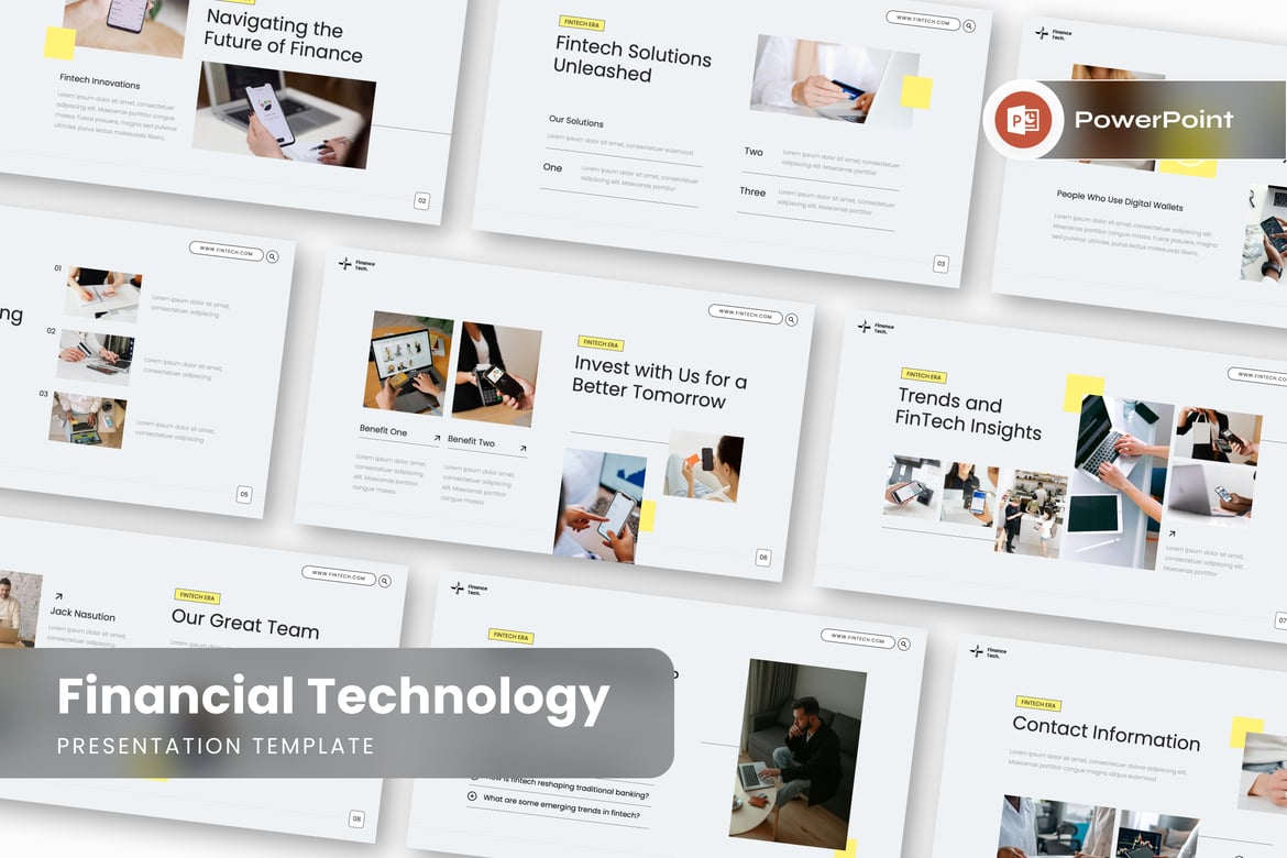 Template Presentasi PowerPoint Teknologi Keuangan yang Menarik