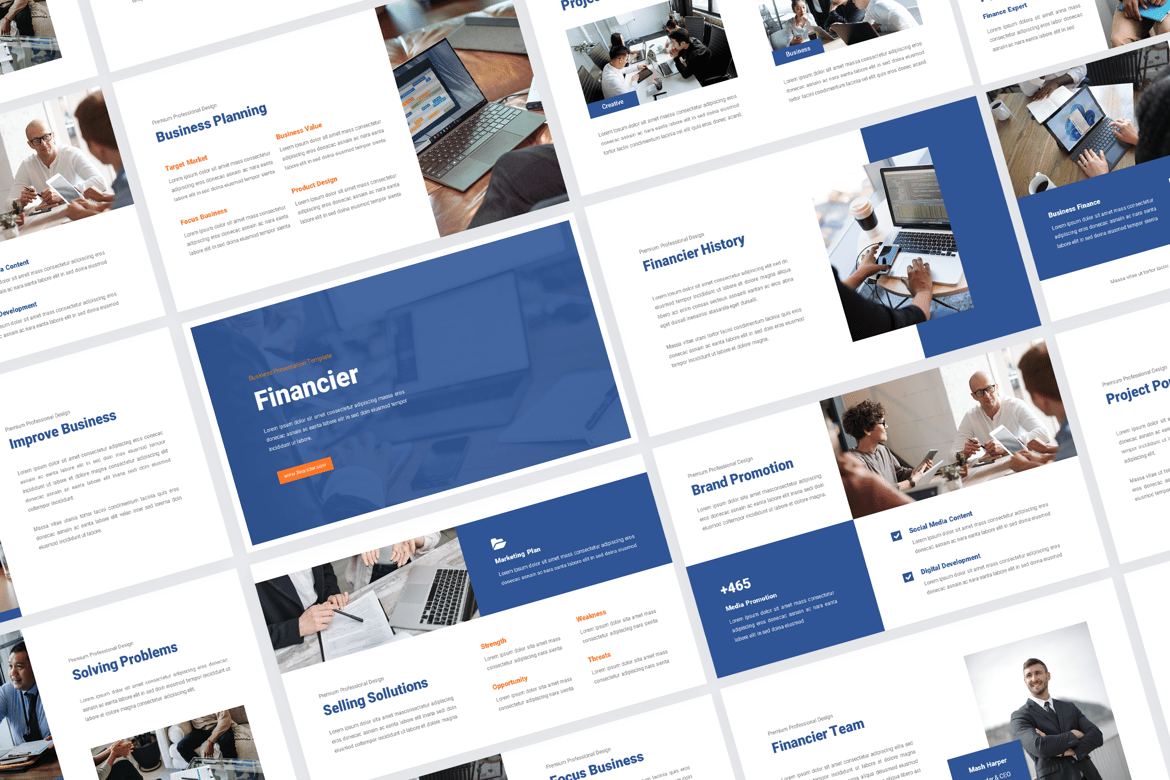 Template PowerPoint Financier: Solusi Presentasi Bisnis Kreatif Anda