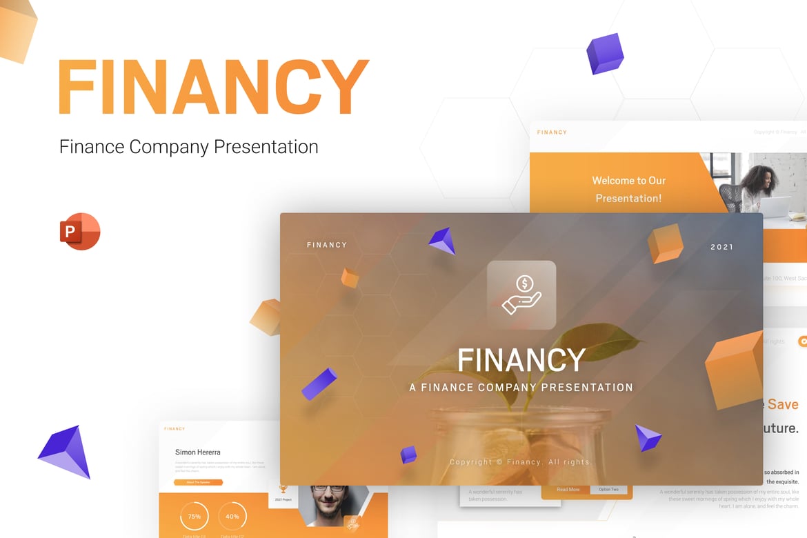 Template PowerPoint Perusahaan Keuangan Financy yang Menarik
