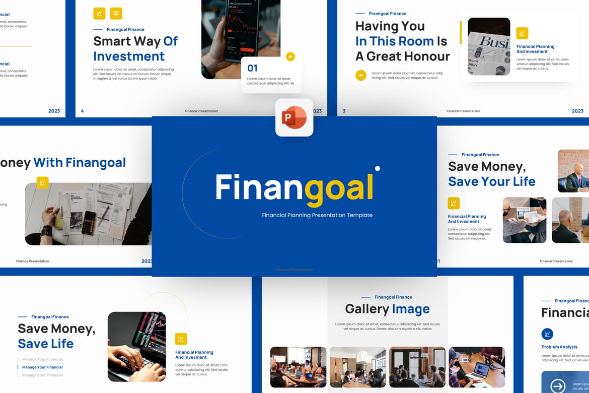 Template PowerPoint Rencana Keuangan Finangoal yang Modern dan Menarik