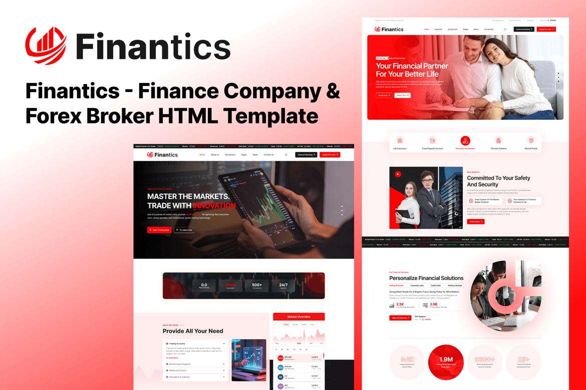 Template Website Finantics - Solusi Modern untuk Perusahaan Keuangan & Broker Forex