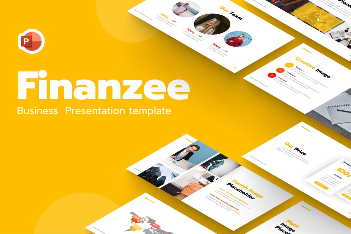 Template PowerPoint Bisnis Finanzee yang Menarik dan Fungsional