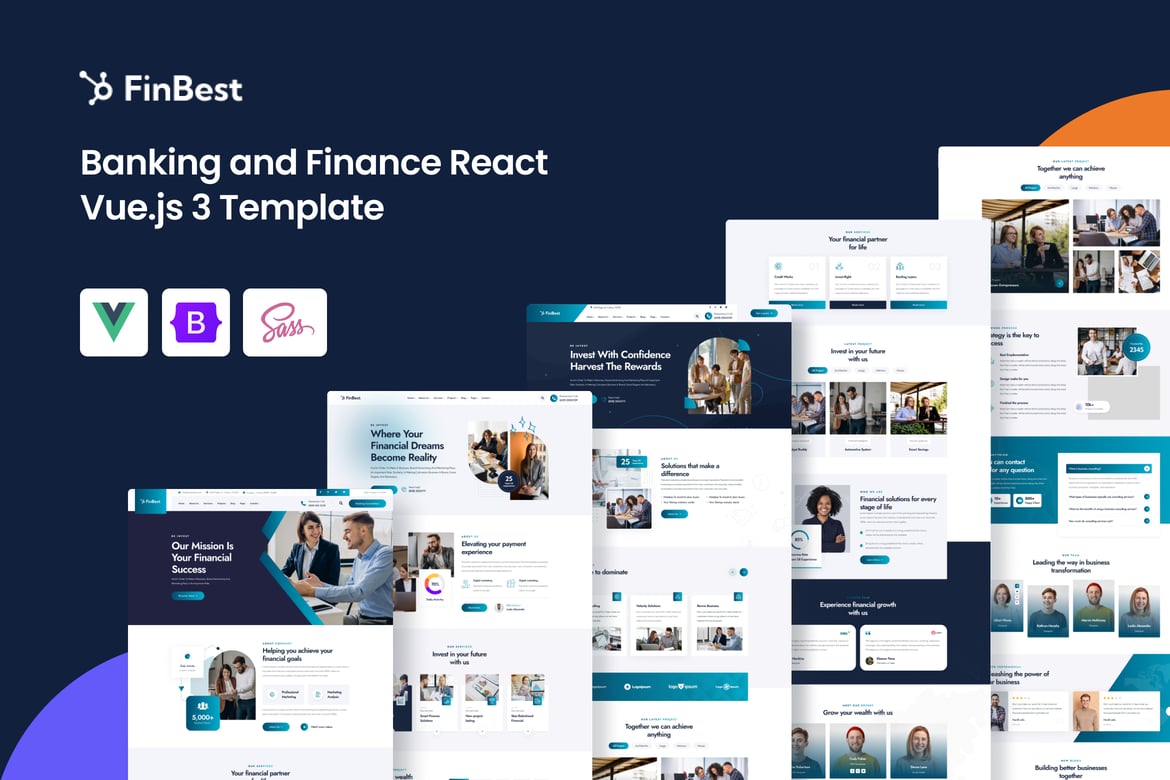 Finbest - Template Website Perbankan dan Keuangan Vue.js 3 yang Modern