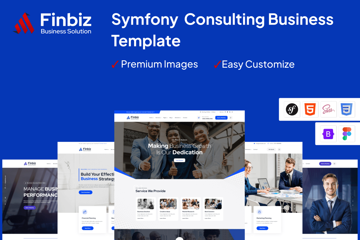 Finbiz - Template Website Konsultasi Profesional dengan Symfony
