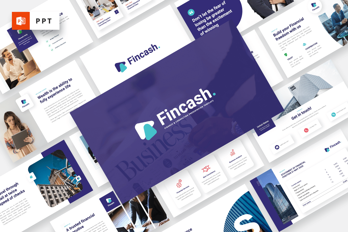 Template Powerpoint FINCASH - Solusi Presentasi Keuangan dan Konsultasi Modern