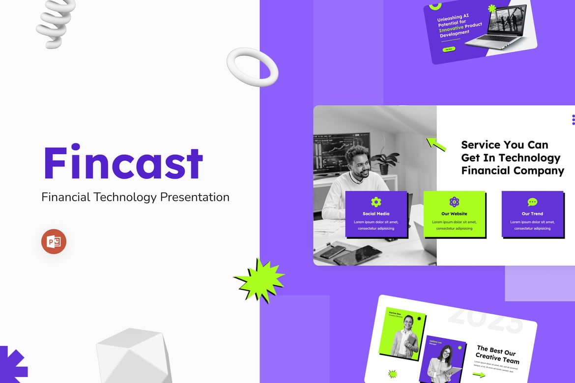 Fincast - Template Powerpoint Teknologi Keuangan yang Menarik