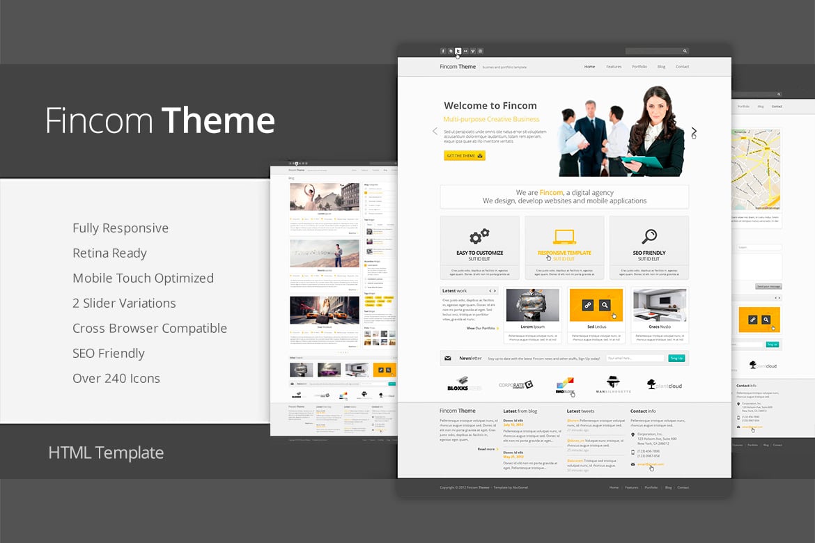 Fincom - Template Website HTML Responsif dan Kustomisasi