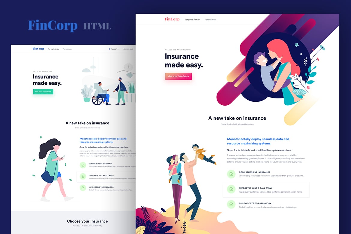FinCorp - Template Website Keuangan, Asuransi & Pemasaran yang Responsif