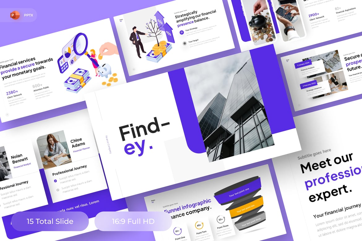 Template PowerPoint Keuangan Find-ey: Solusi Presentasi Profesional