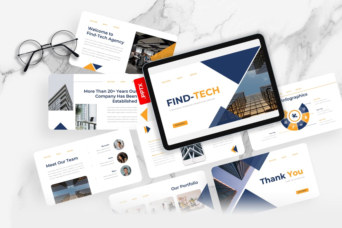 Find-Tech - Template PowerPoint Teknologi Modern