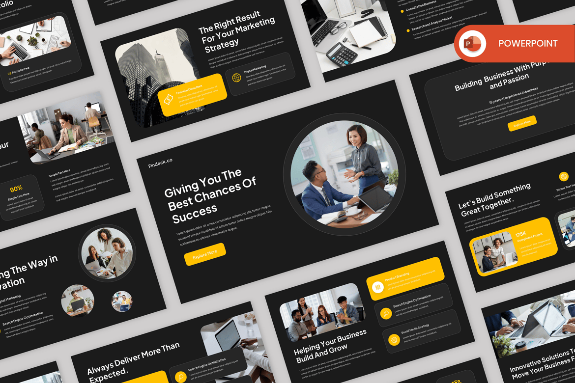 Findeck - Template PowerPoint Presentasi Pitch Deck yang Menarik