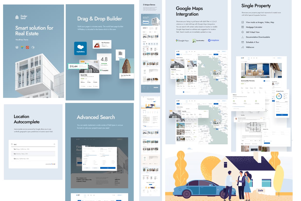 Finderland - Tema WordPress Terbaik untuk Real Estate