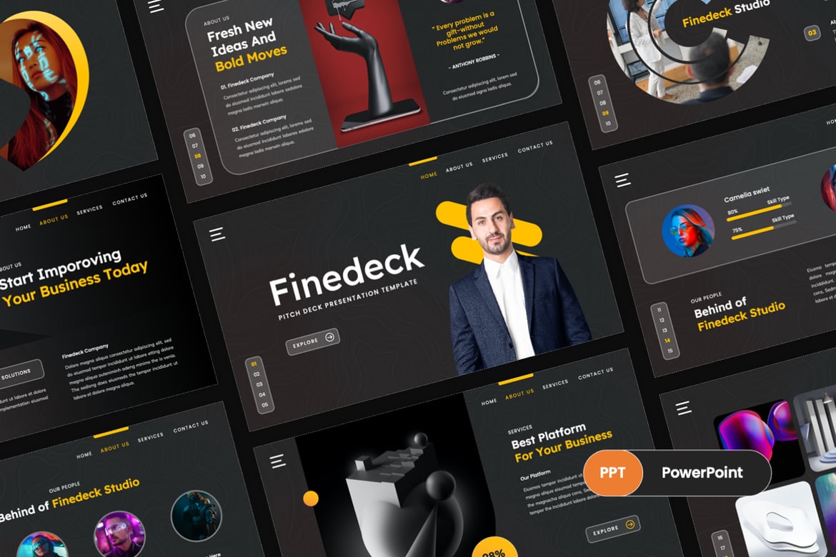 Template PowerPoint Finedeck - Solusi Sempurna untuk Pitch Deck Anda
