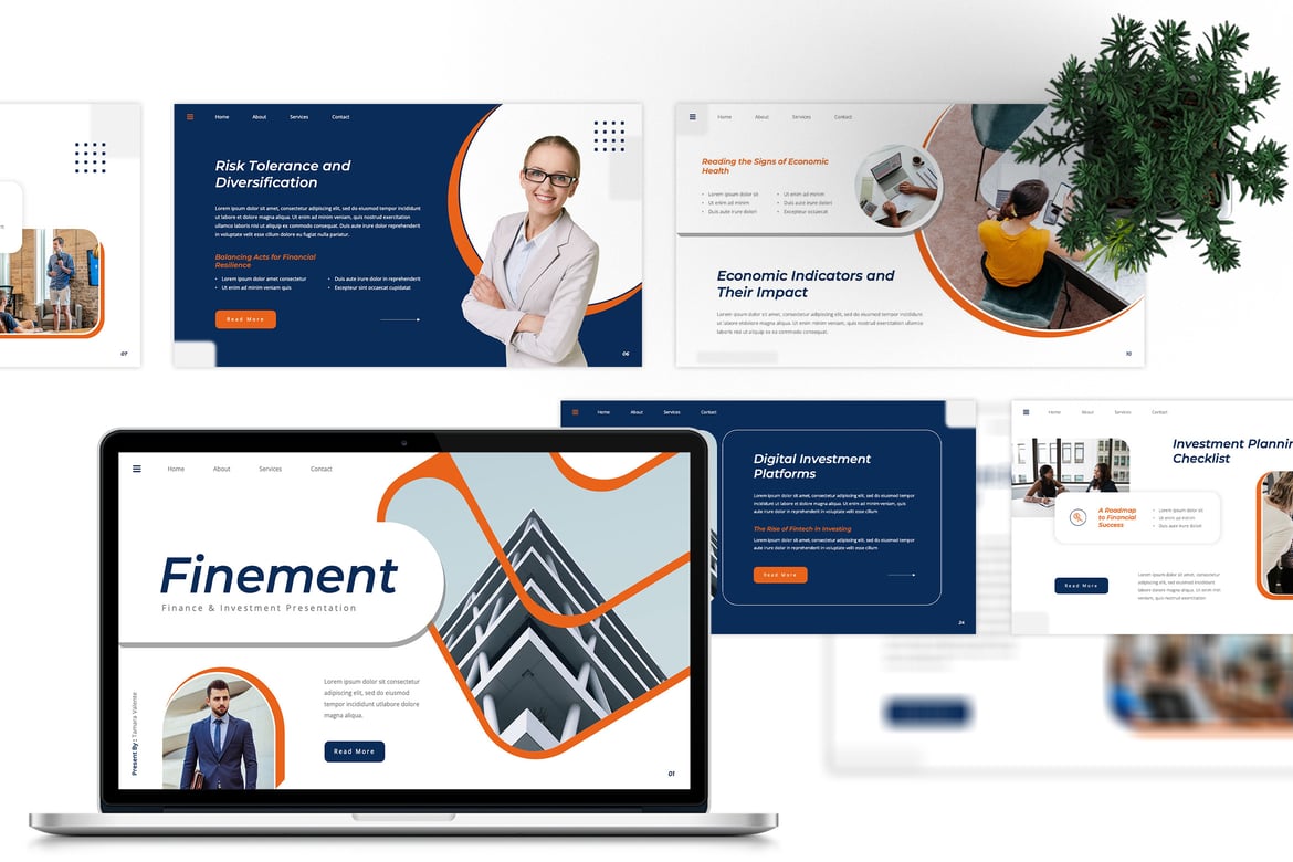 Template PowerPoint Finement - Solusi Presentasi Finansial yang Modern dan Kreatif