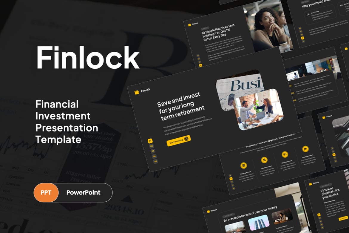 Finlock - Template PowerPoint Investasi Keuangan yang Menarik