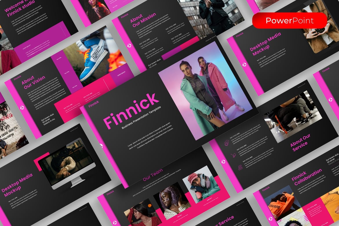 Template Presentasi PowerPoint Finnick untuk Bisnis yang Menarik
