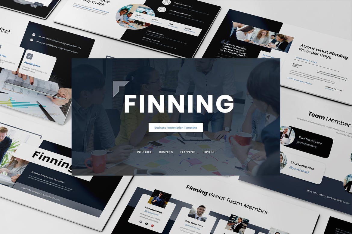 Template Presentasi PowerPoint Finning untuk Bisnis yang Menarik