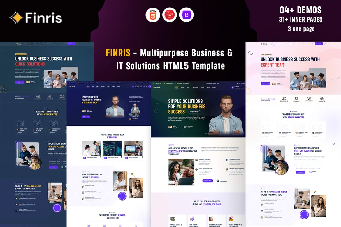 Finris - Template Website Solusi Bisnis & IT yang Modern