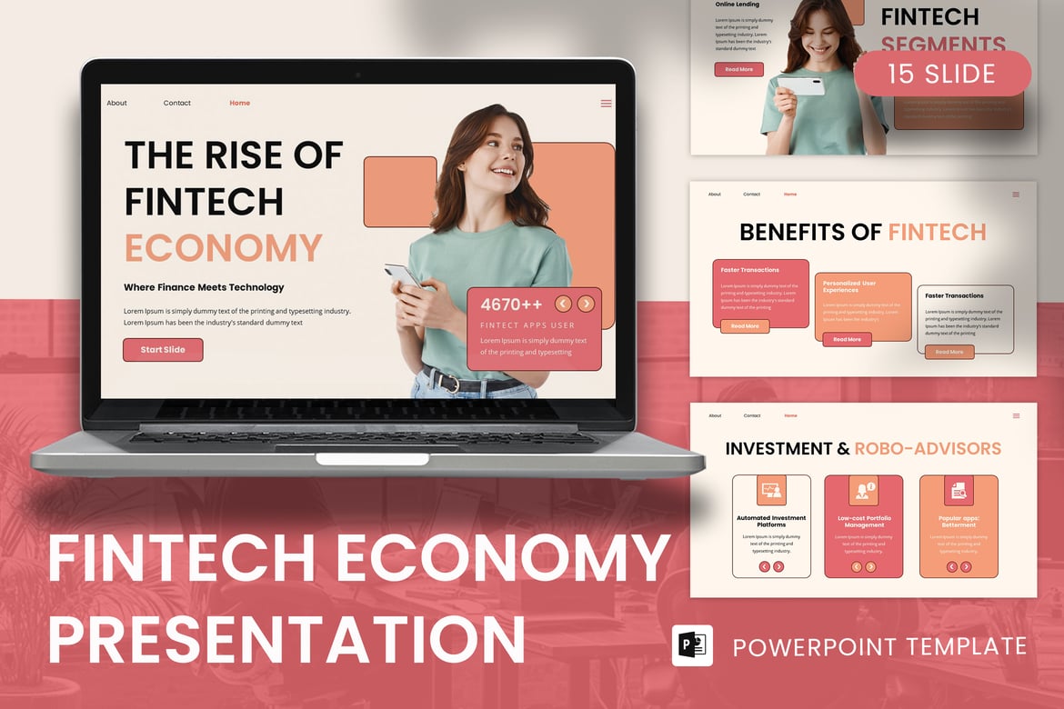 Template PowerPoint Ekonomi Fintech yang Menarik dan Profesional