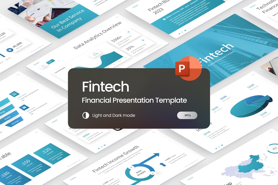 Template PowerPoint Keuangan Fintech yang Profesional