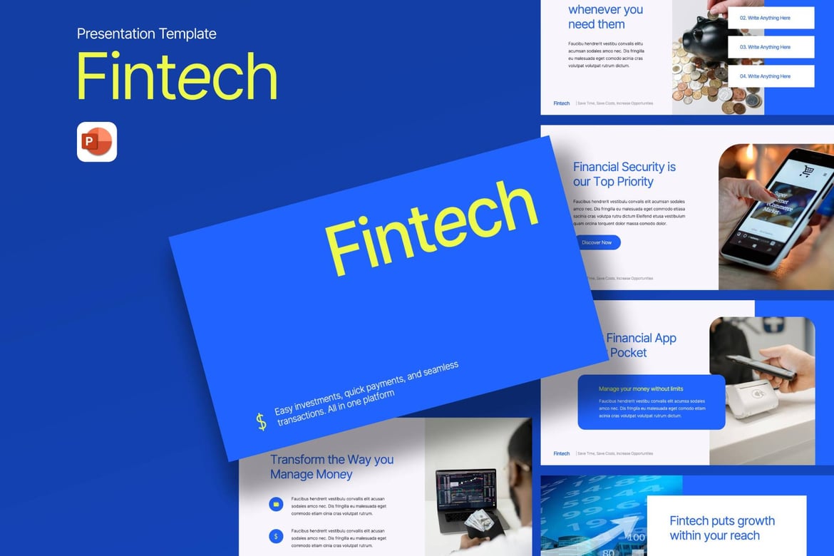 Template PowerPoint Industri Fintech yang Mengagumkan