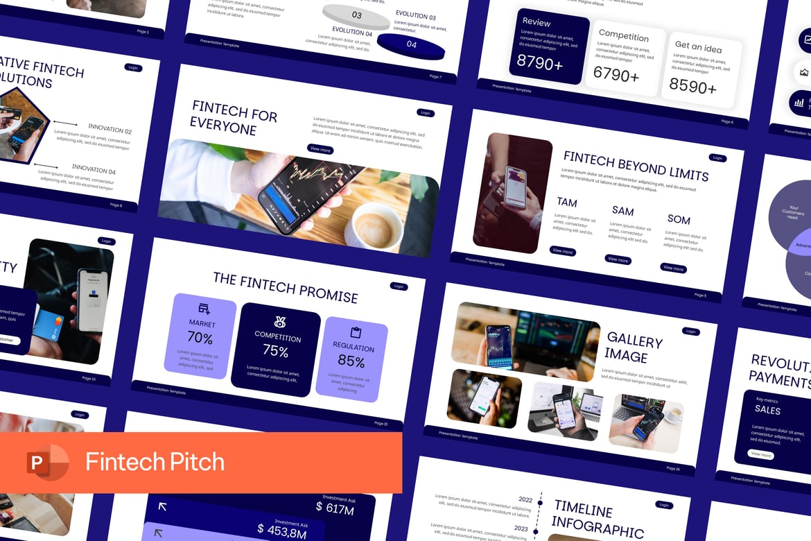 Template Presentasi PowerPoint Fintech yang Menarik dan Profesional