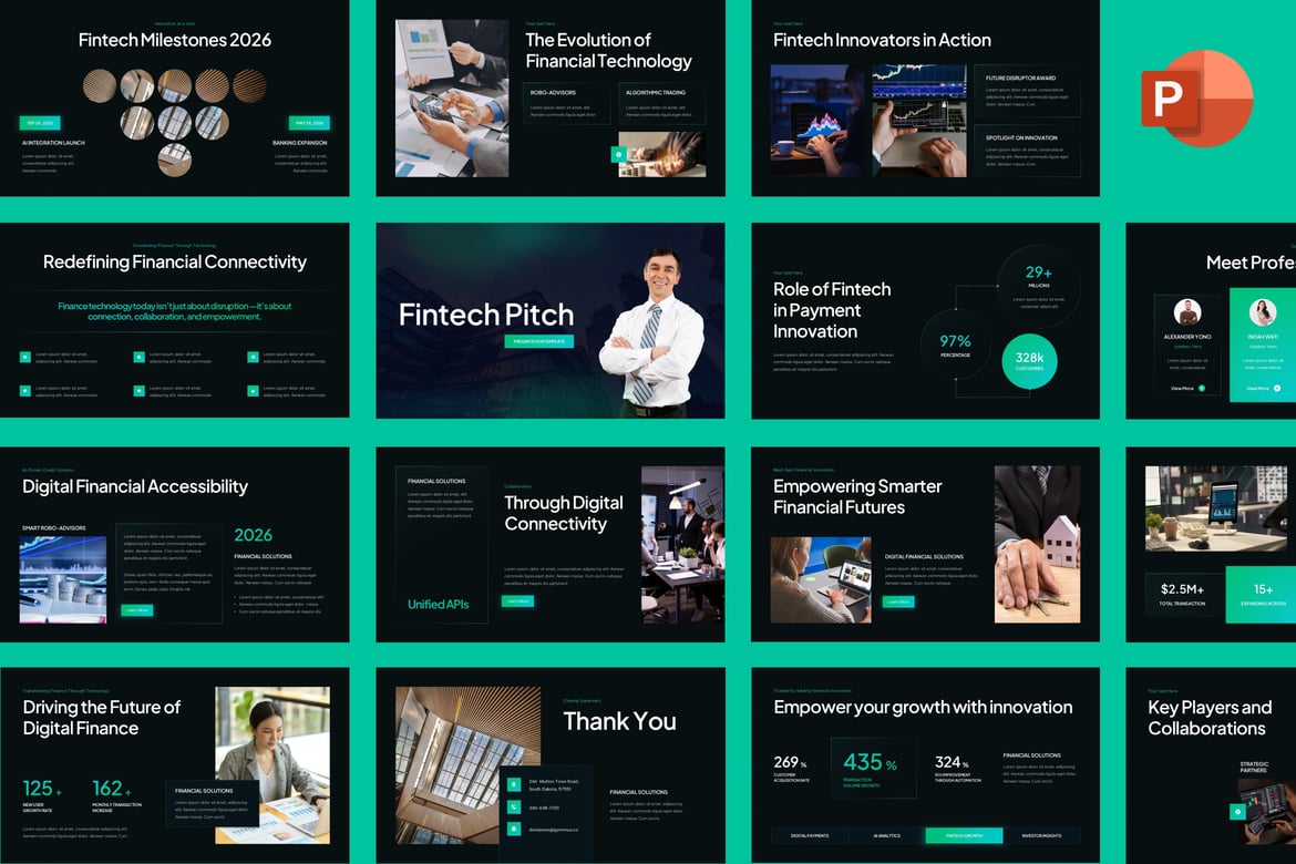 Template Presentasi PowerPoint Fintech yang Menarik dan Profesional