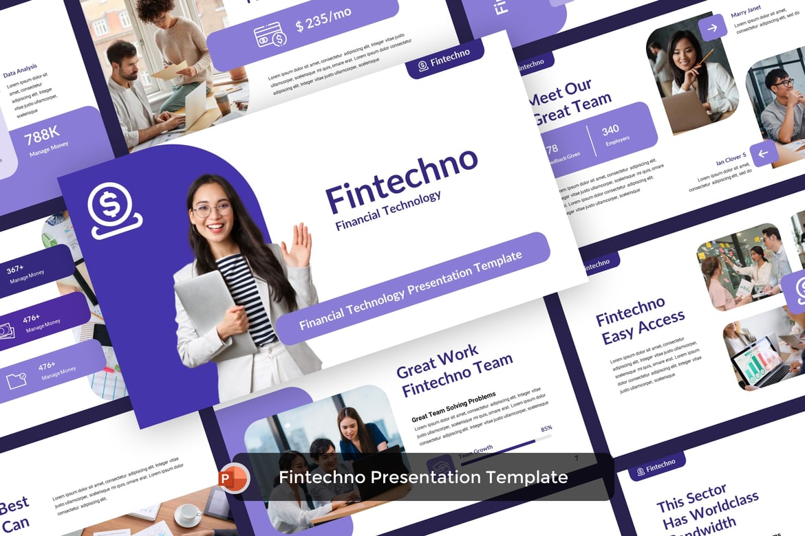 Template PowerPoint Teknologi Keuangan Modern Fintechno