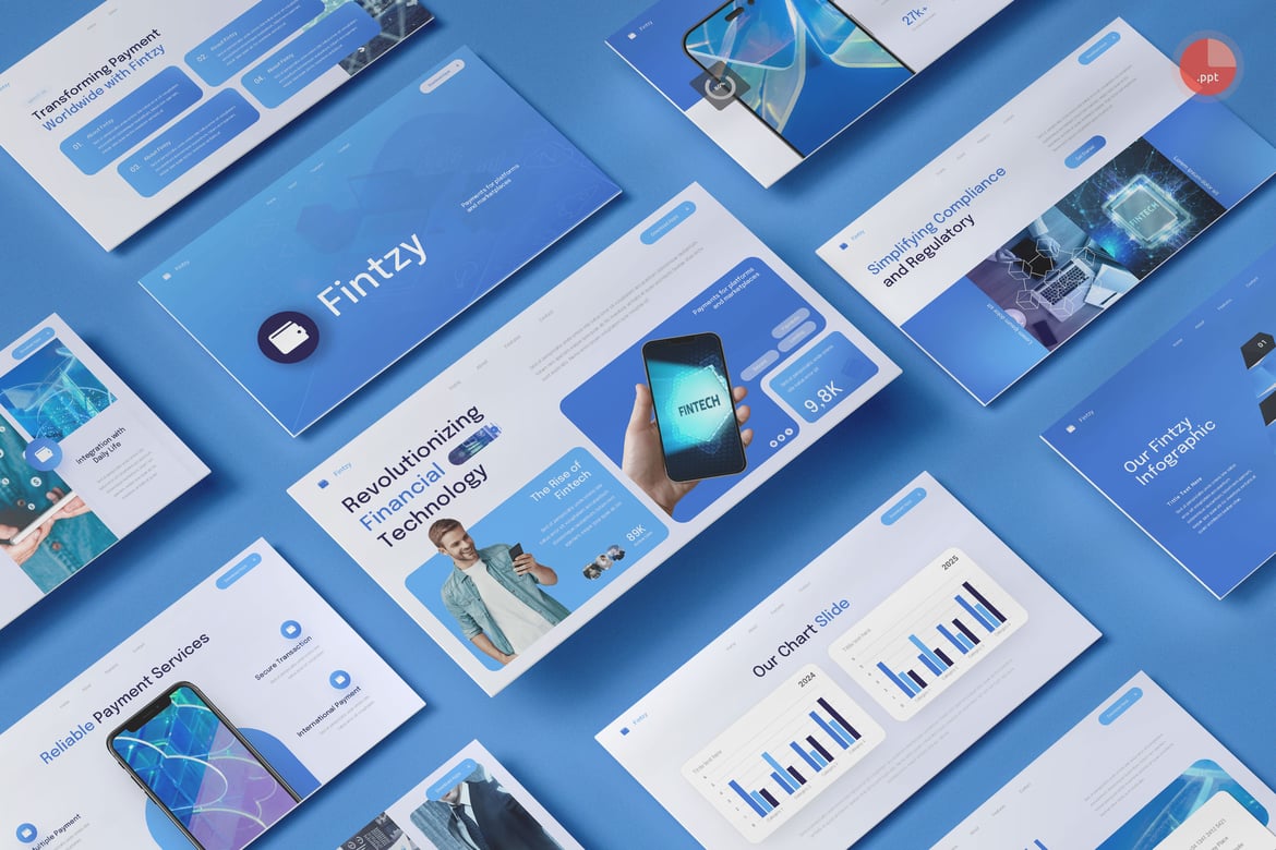 Fintzy - Template PowerPoint Fintech & Perbankan Digital yang Menarik