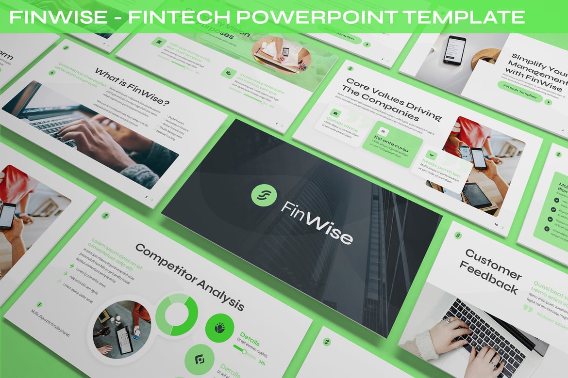 Template PowerPoint Fintech Profesional - Finwise