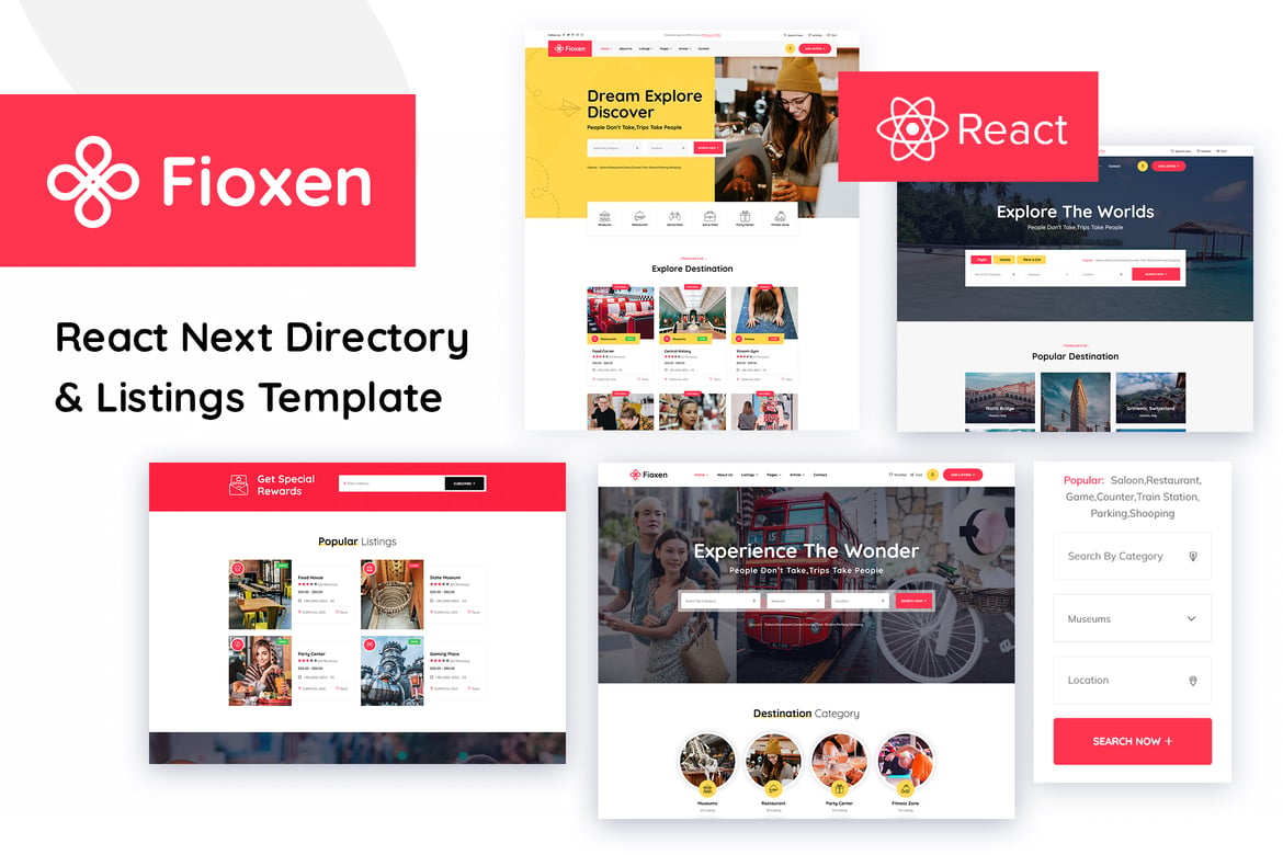Fioxen - Template Web Direktori & Listing Modern dengan React Next