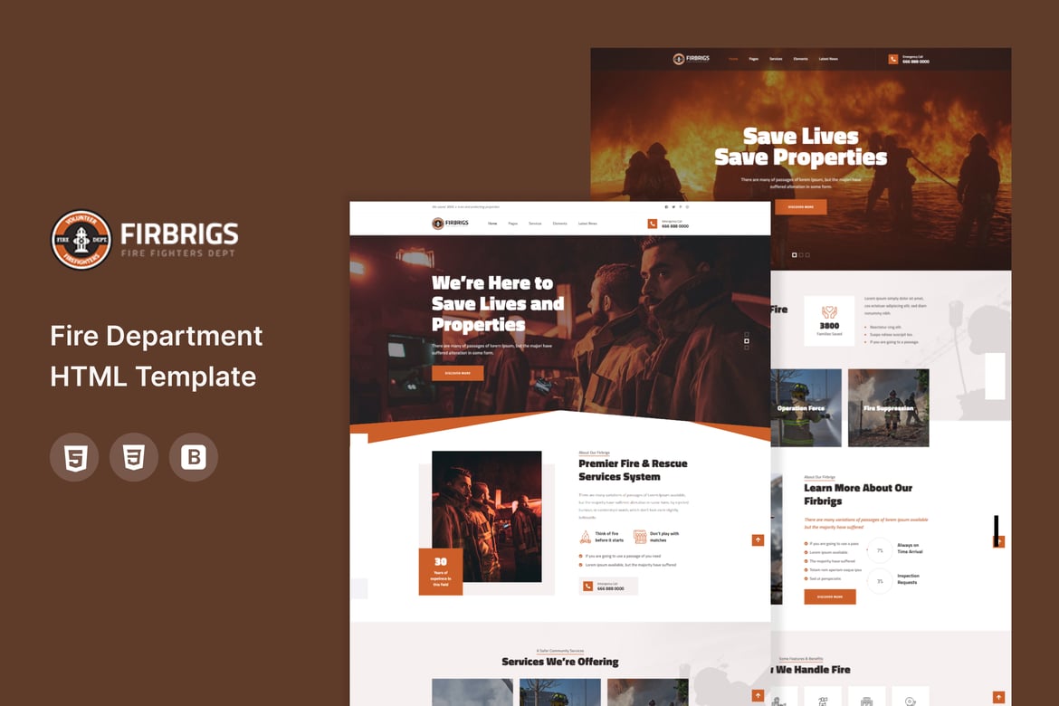 Firbrigs - Template Website Departemen Pemadam Kebakaran Modern