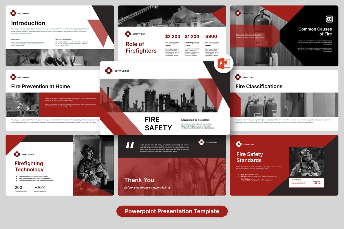 Template Powerpoint Keselamatan Kebakaran untuk Tempat Kerja