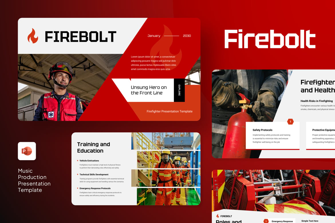 Template Presentasi PowerPoint Pemadam Kebakaran yang Heroik