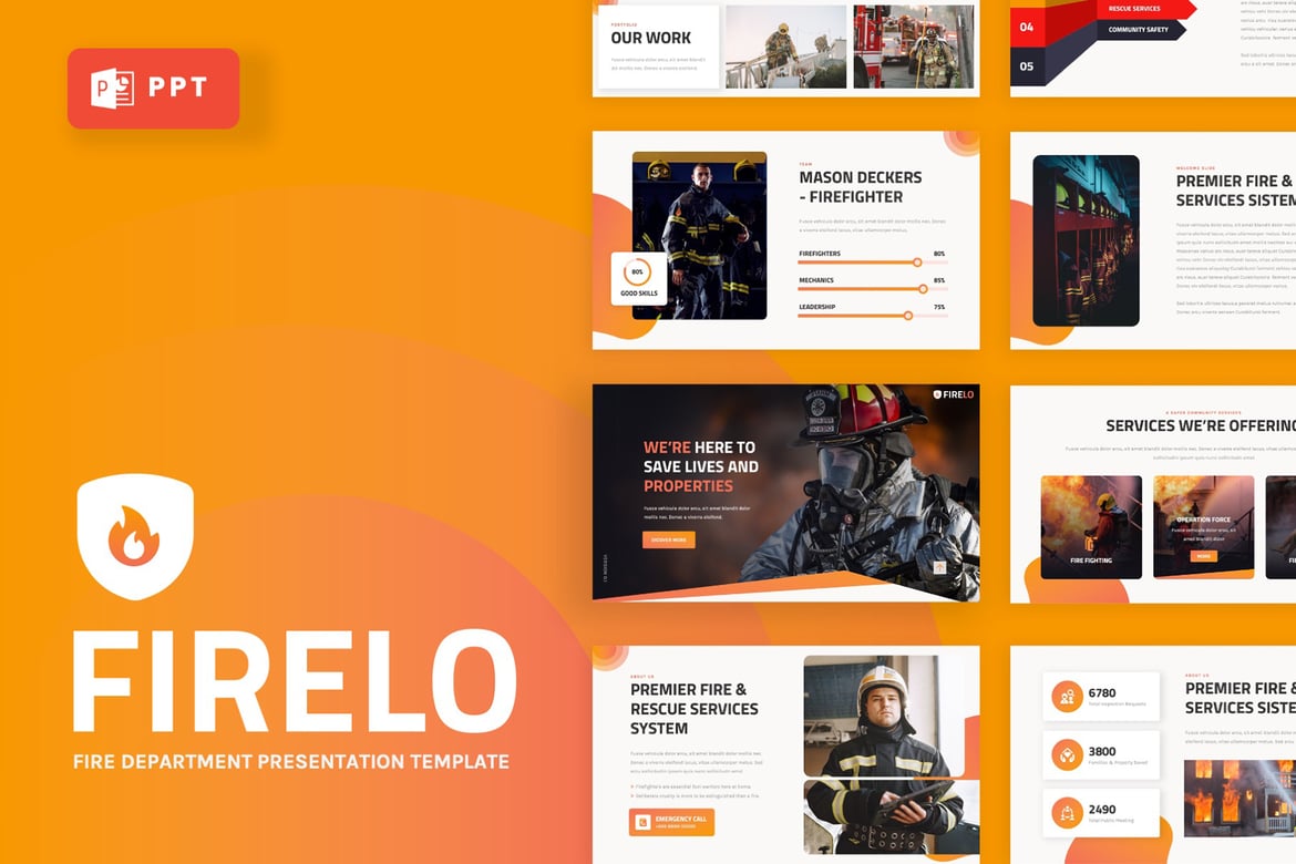 Template PowerPoint Pemadam Kebakaran FIRELO - Desain Modern dan Profesional