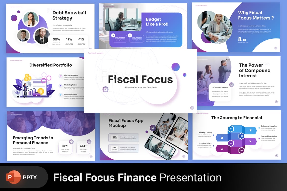 Template PowerPoint Fiscal Focus untuk Presentasi Menarik