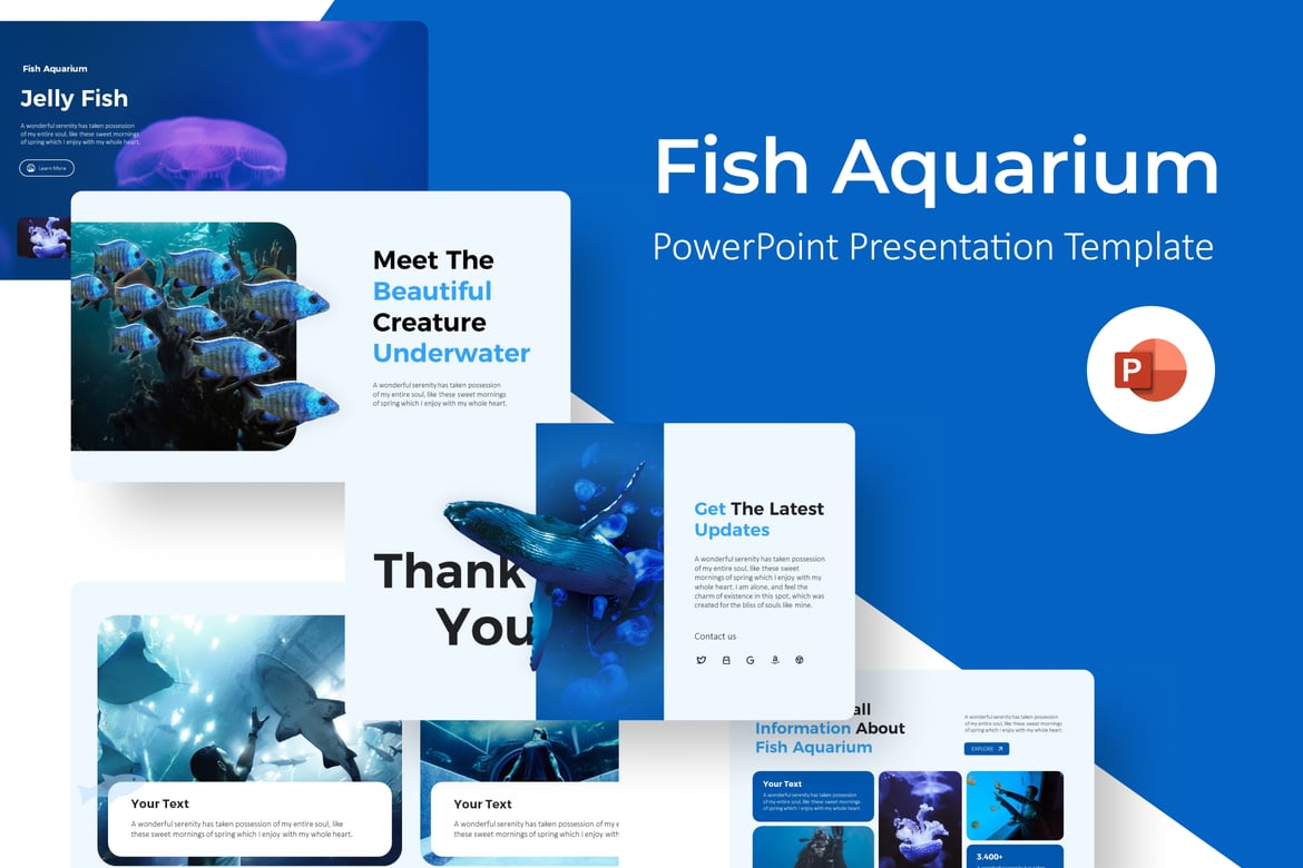 Template PowerPoint Toko Akuarium Ikan yang Menarik dan Profesional