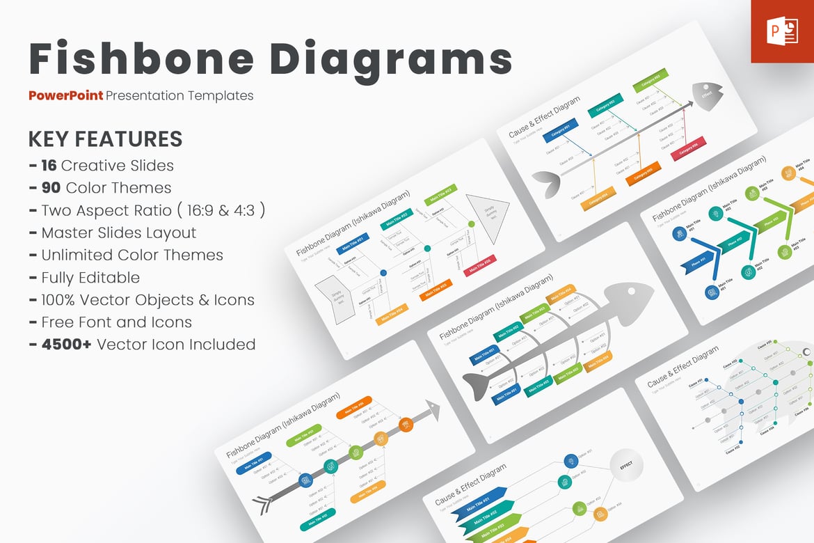 Template PowerPoint Diagram Fishbone yang Profesional dan Menarik