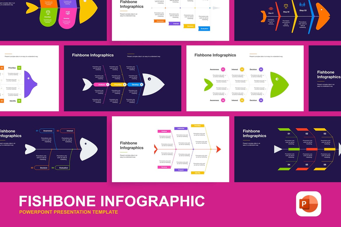 Kit Infografis Fishbone untuk Presentasi PowerPoint yang Menarik