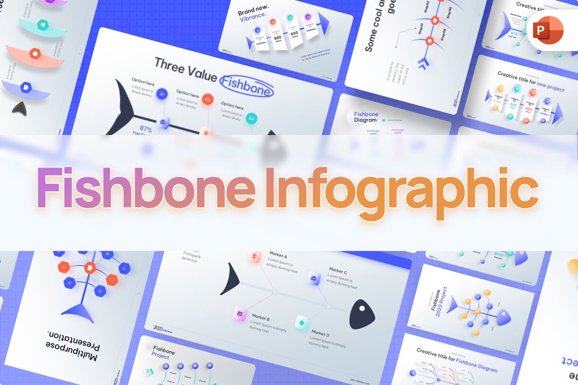 Template PowerPoint Infografik Fishbone yang Menarik dan Profesional