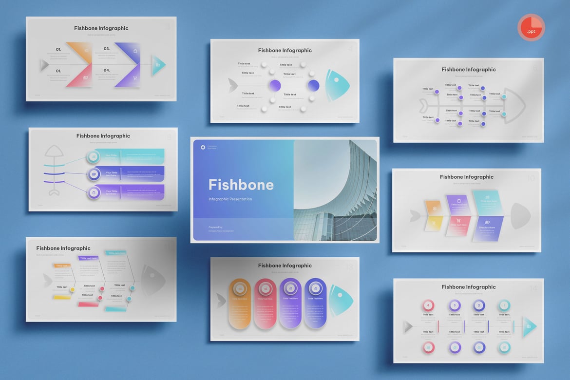 Template Presentasi Infografis Fishbone yang Menarik
