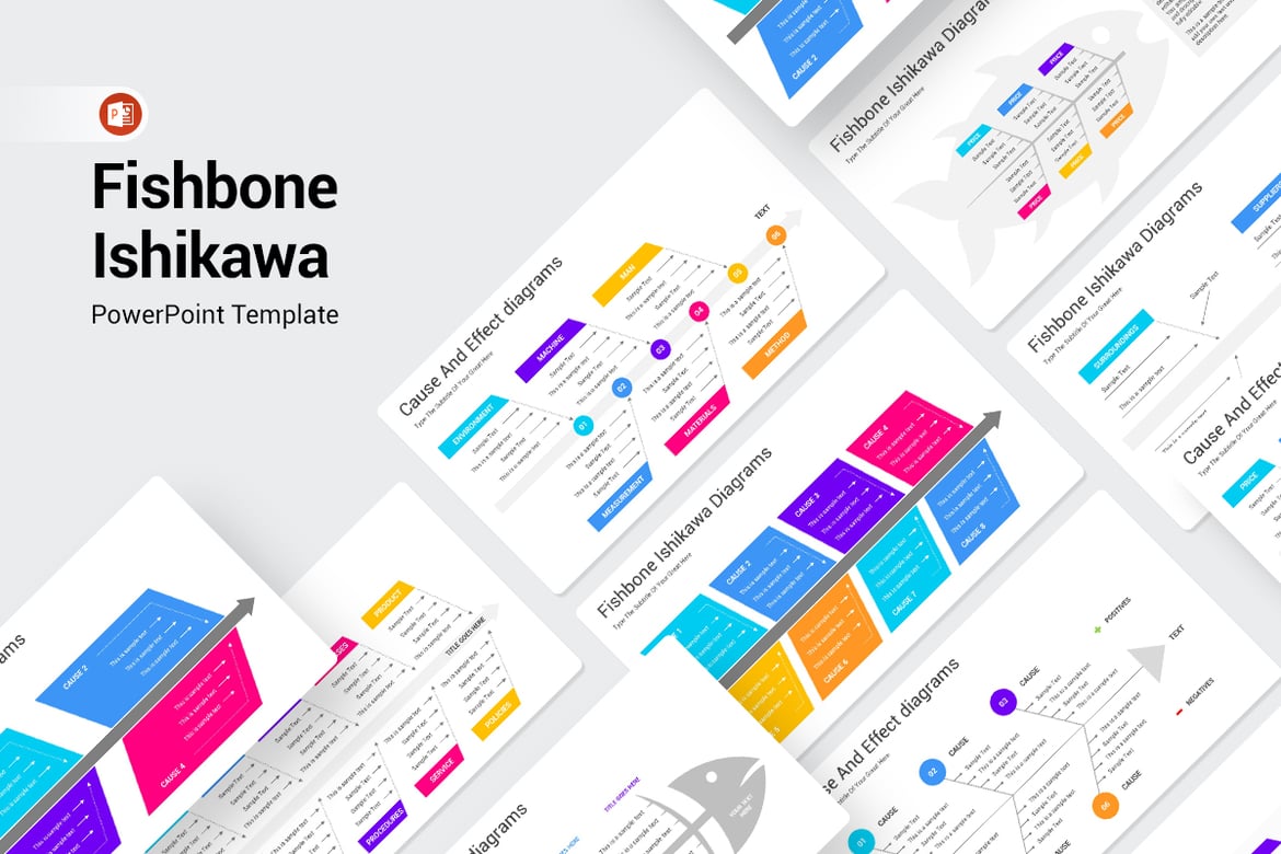 Template PowerPoint Fishbone Ishikawa untuk Presentasi Profesional