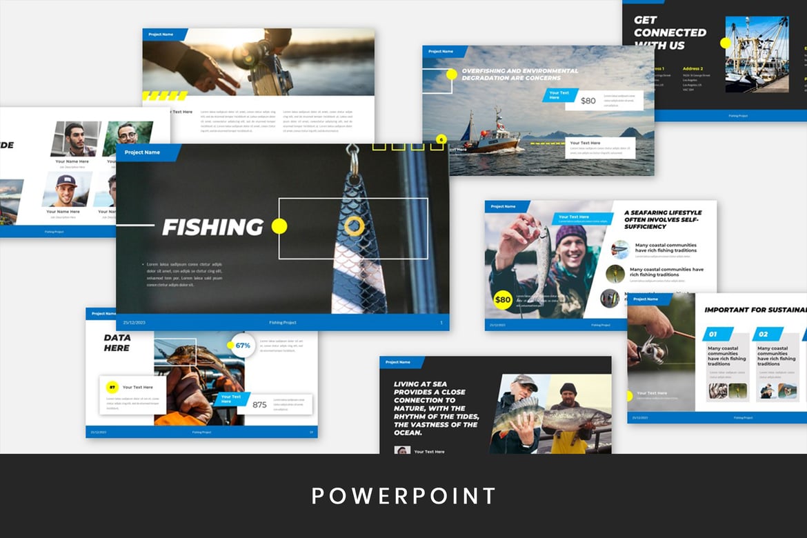 Template Presentasi PowerPoint Komunitas Memancing yang Menarik