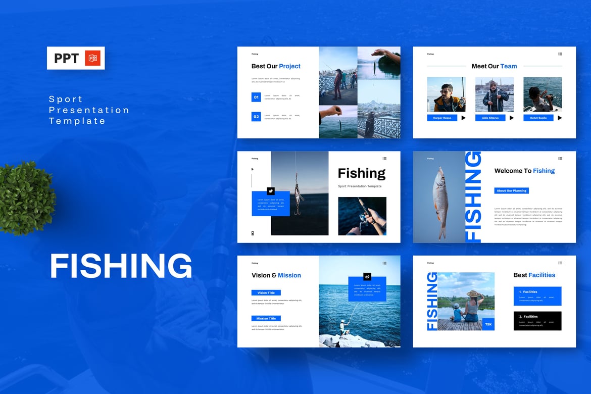 Template PowerPoint Memukau untuk Presentasi Memancing