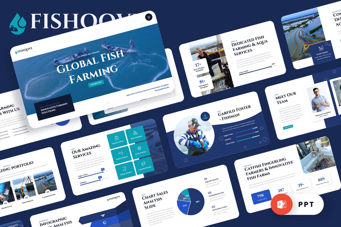 Fishqove - Template Presentasi PowerPoint Pertanian Akuatik dan Perikanan