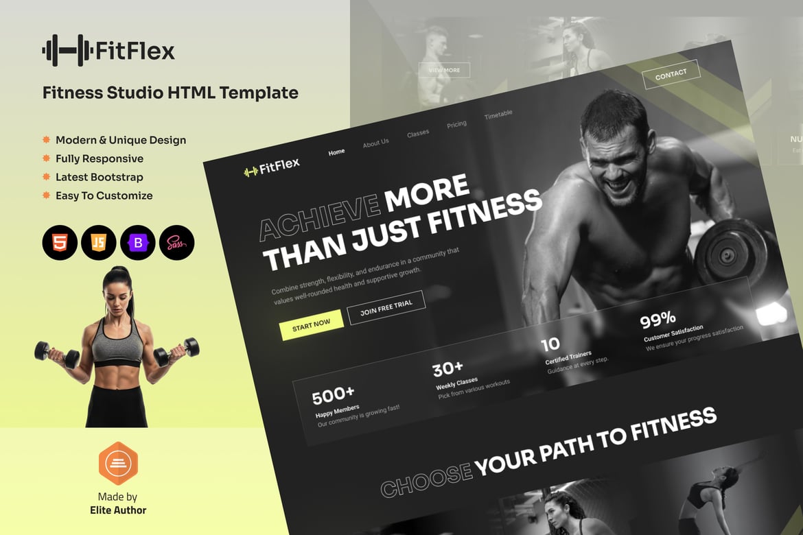 FitFlex - Template Website Studio Kebugaran Modern dan Responsif