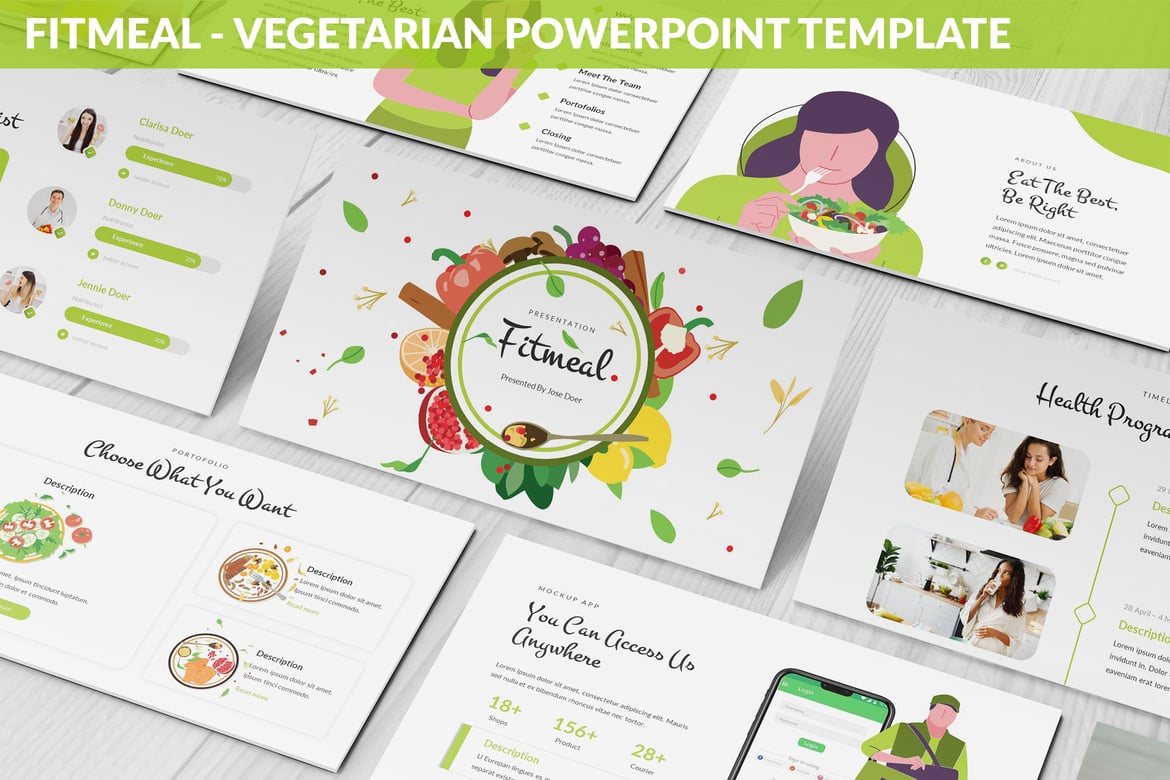Template Powerpoint Fitmeal - Elegan untuk Presentasi Vegetarian