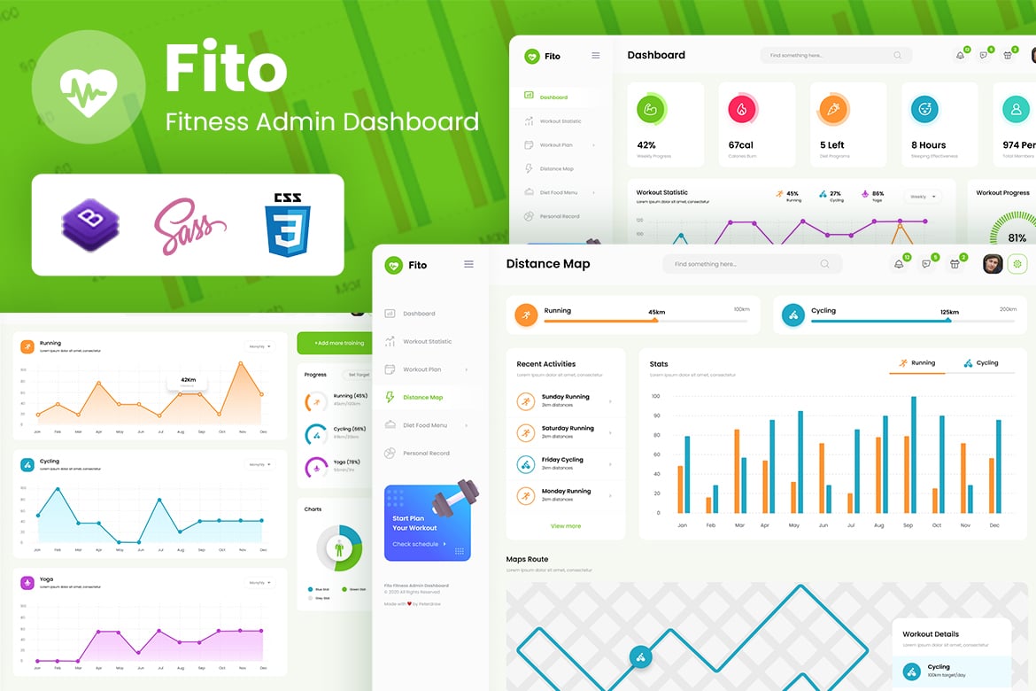 Template Dashboard React untuk Administrasi Kebugaran yang Modern